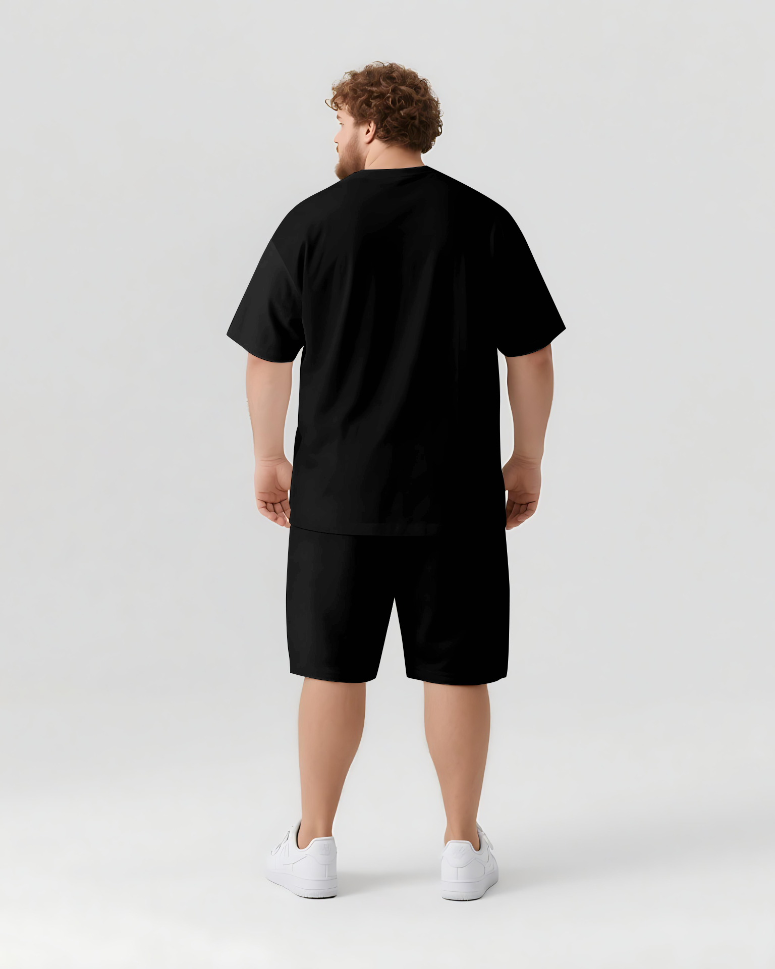 Like The Sun Always Stay Positive Men's Big and Tall Simple Lettering Short Sleeve T-shirt Shorts Set