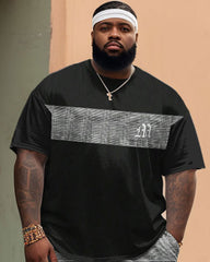 Big Build Guys Casual Simple Gradient Business Short-sleeved Shorts Set