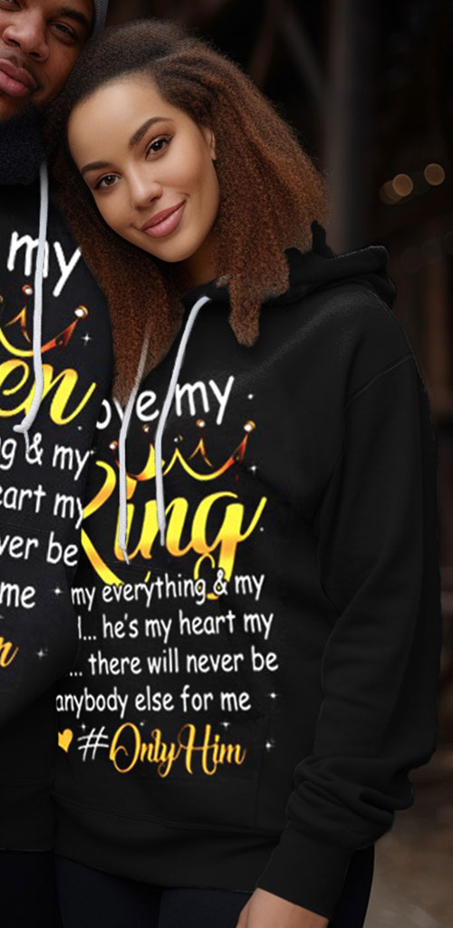 Couple's Plus Size I Love My King Queen Couple Matching Shirt Hoodie