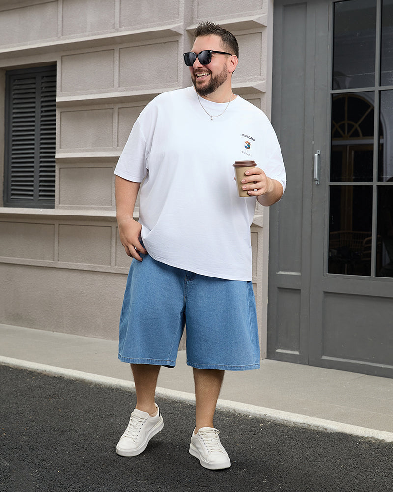 Big & Tall Men's Daily Leisure Simple Solid Color Joker Wearing Wash Denim Shorts