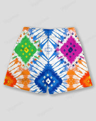Big & Tall Men's Hawaiian Color Graffiti Tie-Dye Print Sports Mesh Quick-Drying Shorts