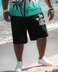 Men's Big & Tall Hawaiian Gradient Floral Print Tank Shorts Set