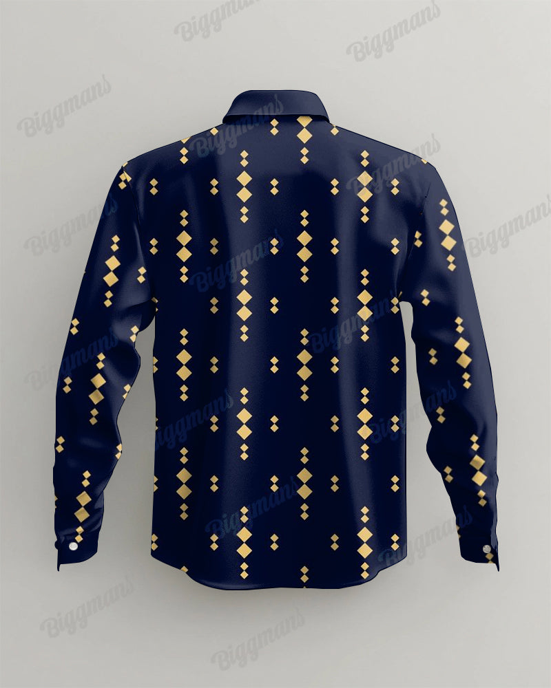 Big Guys Casual Geometric Long Sleeve Shirt & Pants 2 Piece Set