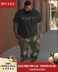 Men's Large Respect Camouflage Street Hip-Hop Casual Two-Piece Set