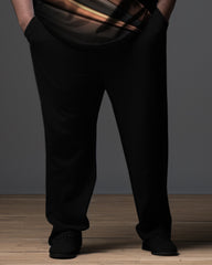Big Men Gradient Business Zip Up Polo Shirt and Trousers Set