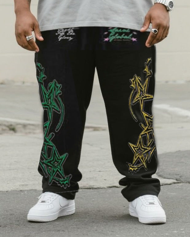 Big & Tall Men's Street Fashion Personality Trend Design-short Sleeve Pants Suit