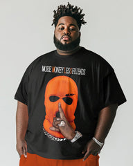 Men's Plus Size Street Hip Hop Orange Headgear Alphabet Print Short Sleeve T-Shirt Shorts Suit