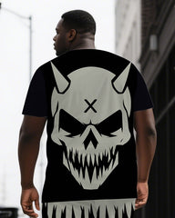 Bones Built To Break Limits Big & Tall Men's Weird Skull Print Short Sleeve T-shirt 2-Piece Set