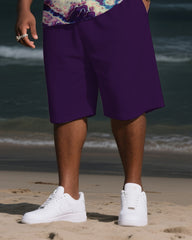 Men's Plus Size Tie-dye Reverse-dye Crystal Hole Round Neck T-shirt Shorts Suit