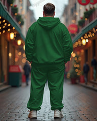 Menswear Christmas Green Elf Cosplay Printed Big & Tall Hoodie Set