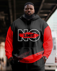 Men's Big & Tall Casual Hip Hop No Limit  Black Graphic Hoodie Two-Piece Set