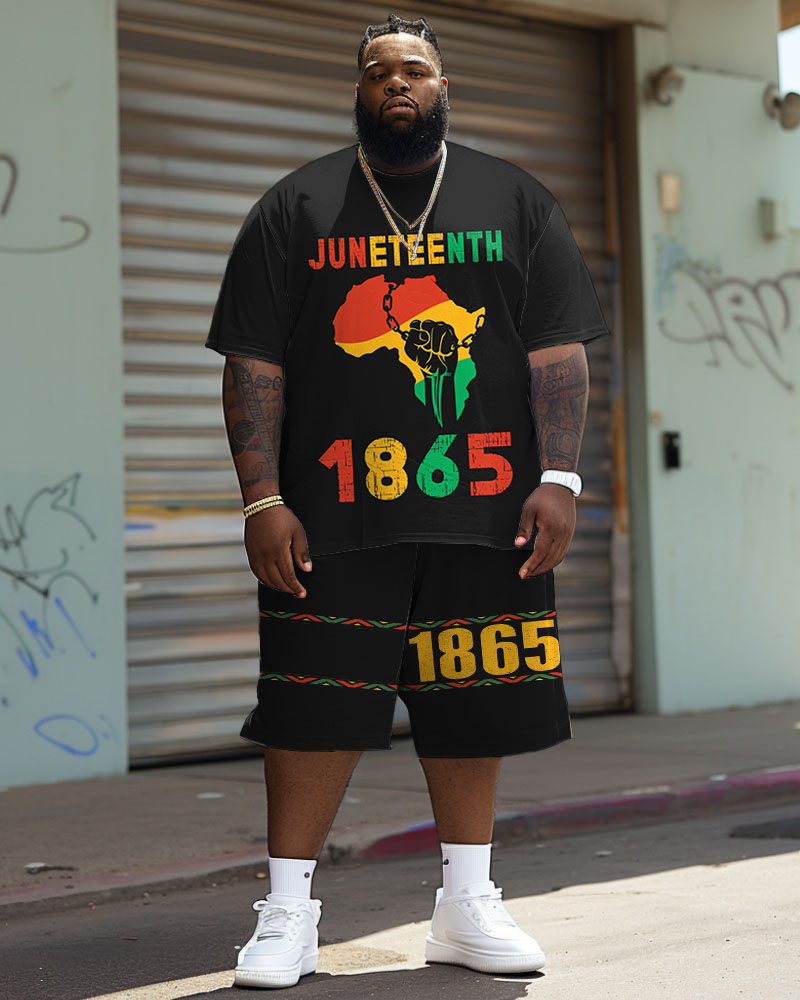 Men's Big & Tall Juneteenth Freedom Since 1865 Printed T-shirt Shorts Set