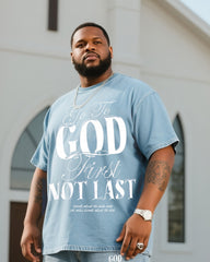 Plus Size Men GOD Denim T-shirt Pants Suit