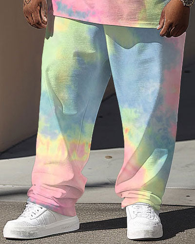 Casual Colorful Pad Dye Coconut Tree Print Men's Large Suit