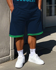 Men's Casual Big & Tall SOCCER Simple Letter Printed Basketball Vest and Shorts Set