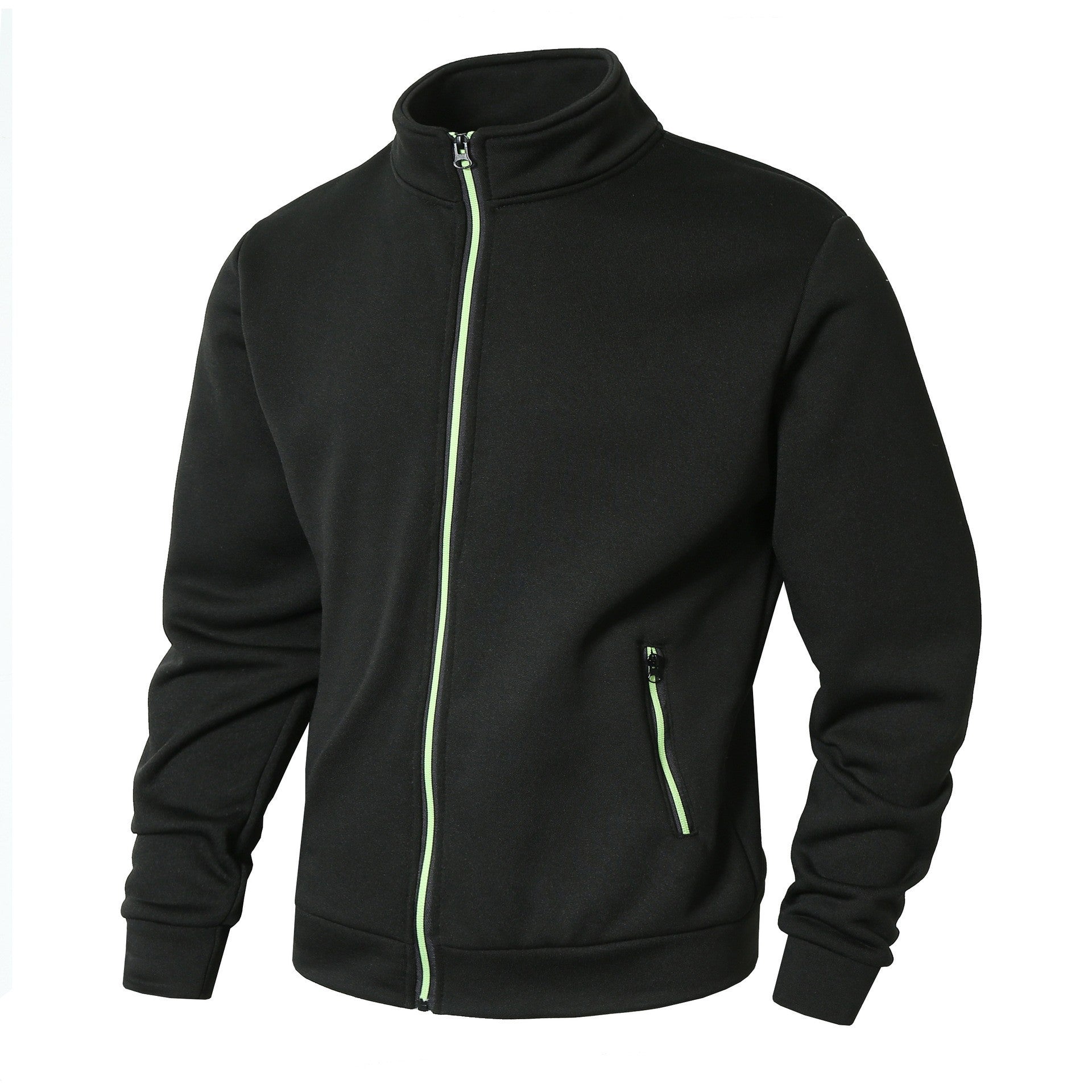 S-3XL Men's Autumn And Winter Stand Collar Cardigan Sweater Fleece-lined Knitted Coat