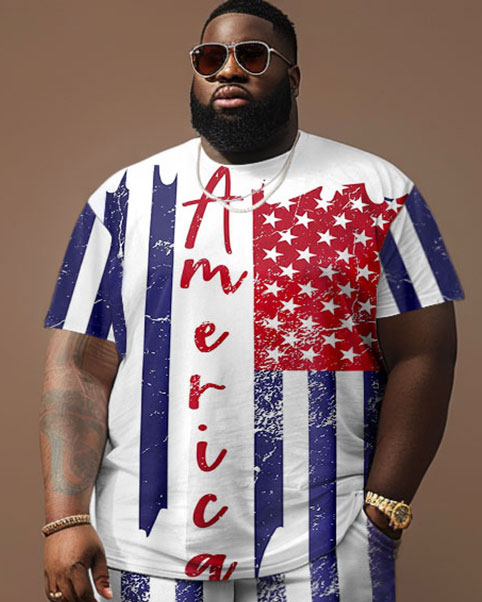 Independence Day Simple Flag Print Large Men's Set