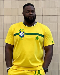 Big Boy Casual Sports Football Style Fans Creative Stripe Crewneck Short Sleeve T-Shirt Trousers Suit