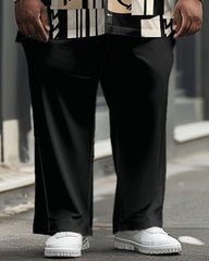Men's Plus Size Business Simple Irregular Spelling Geometric Print Short Sleeve Shirt Suit