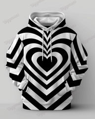 Women's Big and Tall Heart Abstract Mesh Long Sleeve Hoodie