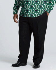 Men's Plus Size Business Green Court Pattern Style Printed Long Sleeve Shirt Trousers Suit