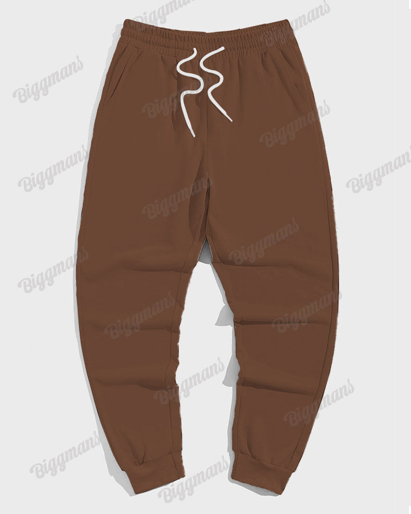 Men's Casual Brown Stripe Print Plus Size Hoodie Suit