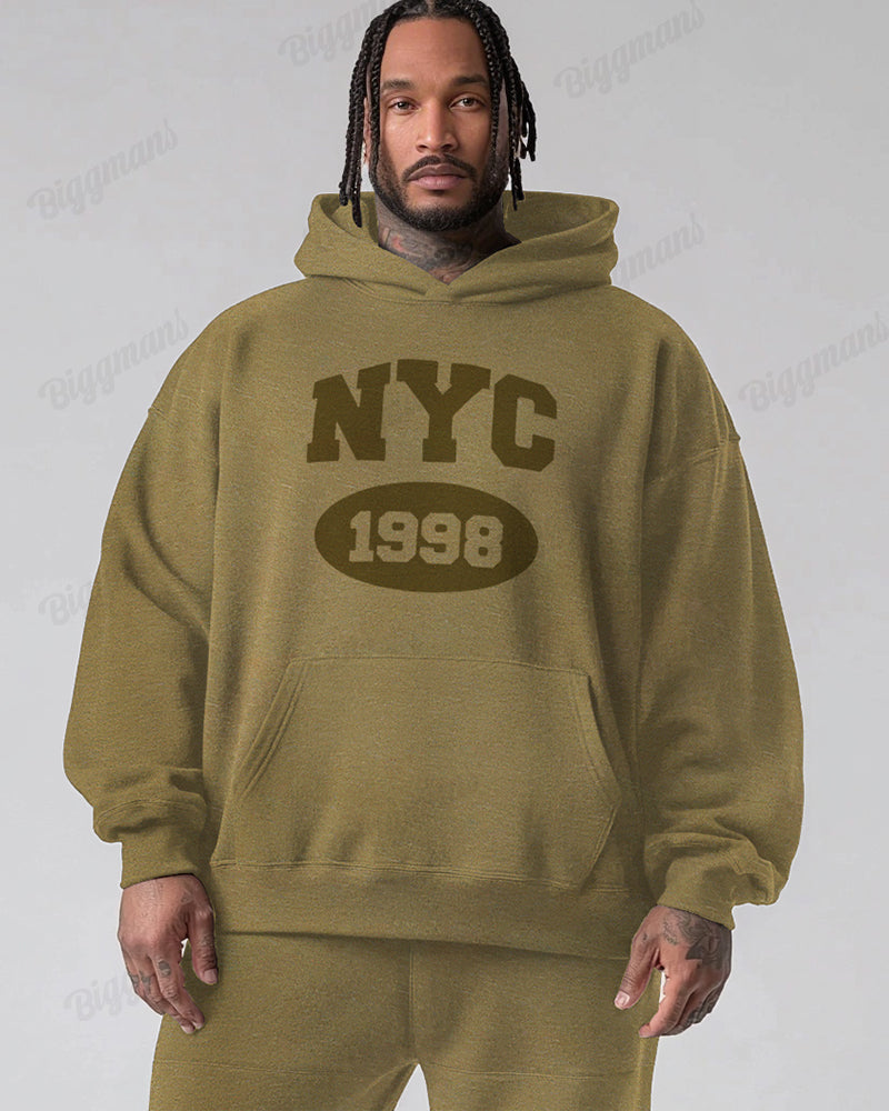 New York 1998 Print Oversized Cotton Hoodie