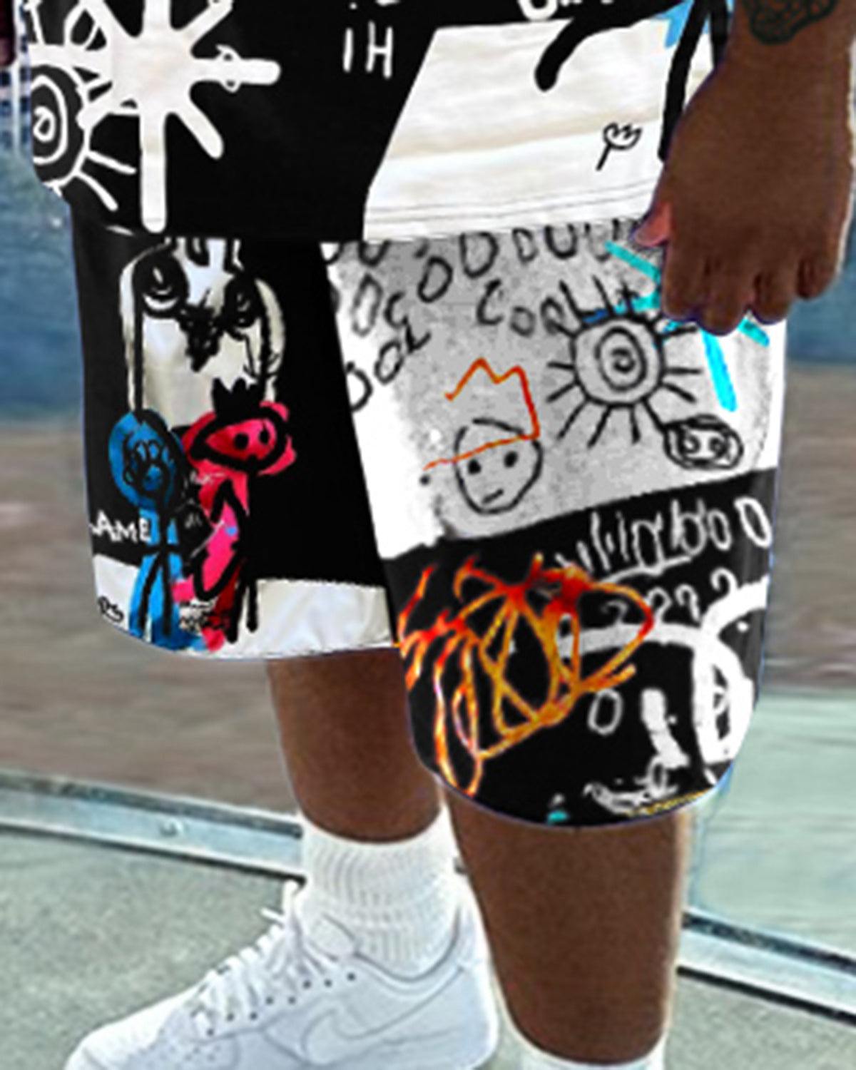 Men's Daily Casual Graffiti Printed Short Sleeve T-Shirt Set