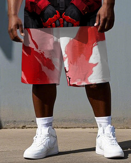 Big & Tall Men's Tie Dye Gorillas Street Fashion Short Sleeve T-shirt and Short Set