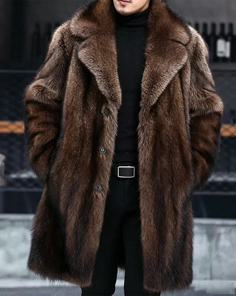 Big & Tall Men's Faux Fur Casual Thickened Long Coat M-5XL