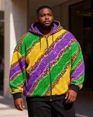 Big & Tall Men's Madigrass Leopard-Print Gradient-Print Zip-Up Hoodie