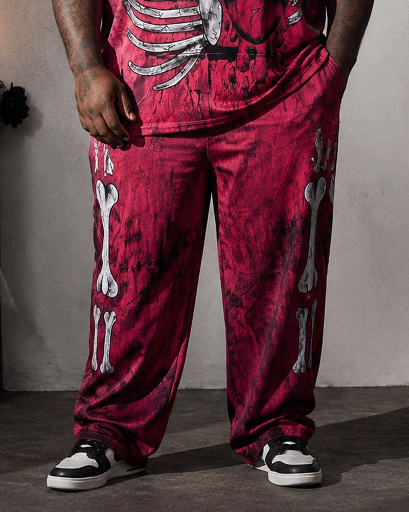 Big & Tall Men's Tie-Dye Skeleton Printed T-Shirt Pants Set