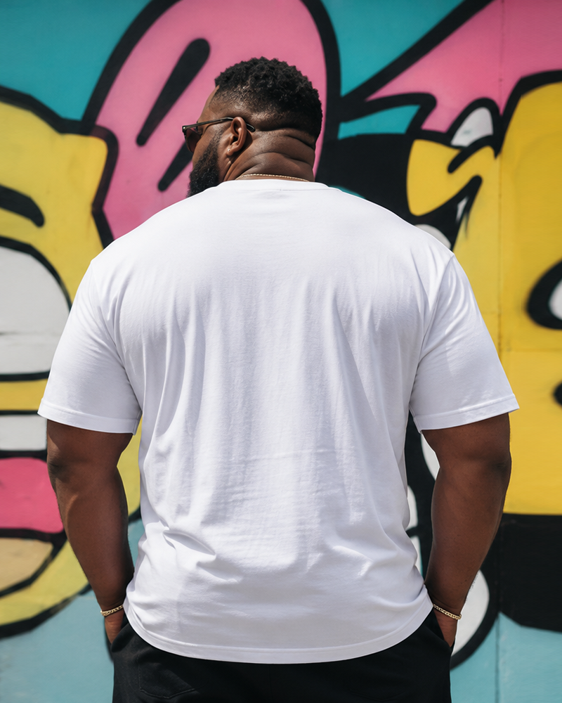 Big & Tall Men's Fake Hole Tear Realistic Abs Stereo Fun Printed Round Neck Short Sleeve T-shirt