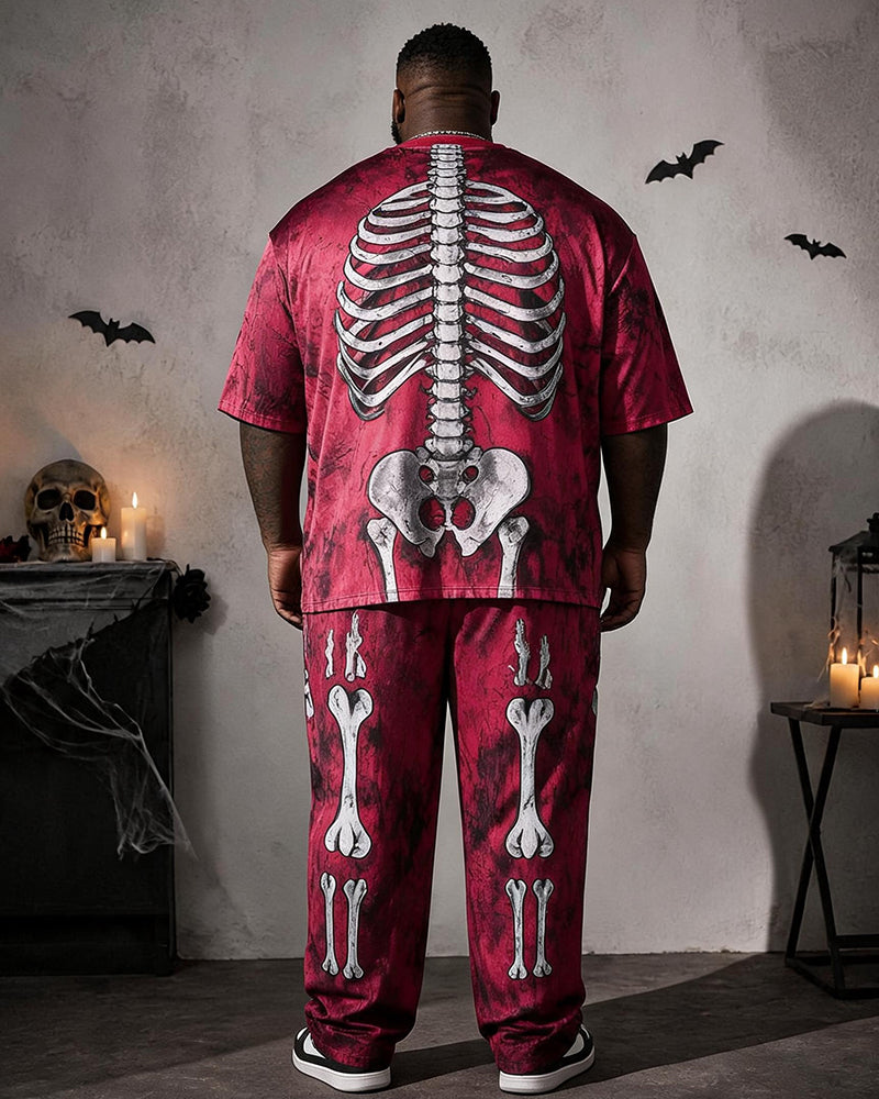 Big & Tall Men's Tie-Dye Skeleton Printed T-Shirt Pants Set
