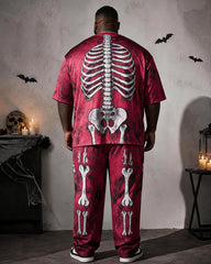 Big & Tall Men's Tie-Dye Skeleton Printed T-Shirt Pants Set