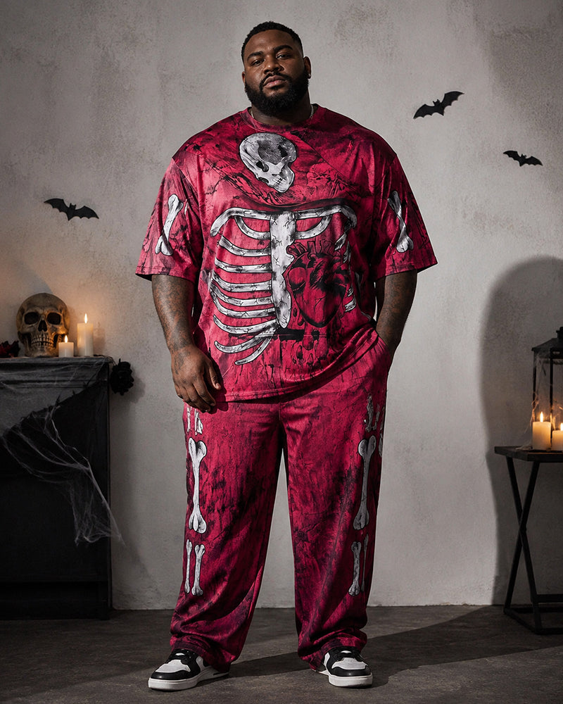 Big & Tall Men's Tie-Dye Skeleton Printed T-Shirt Pants Set