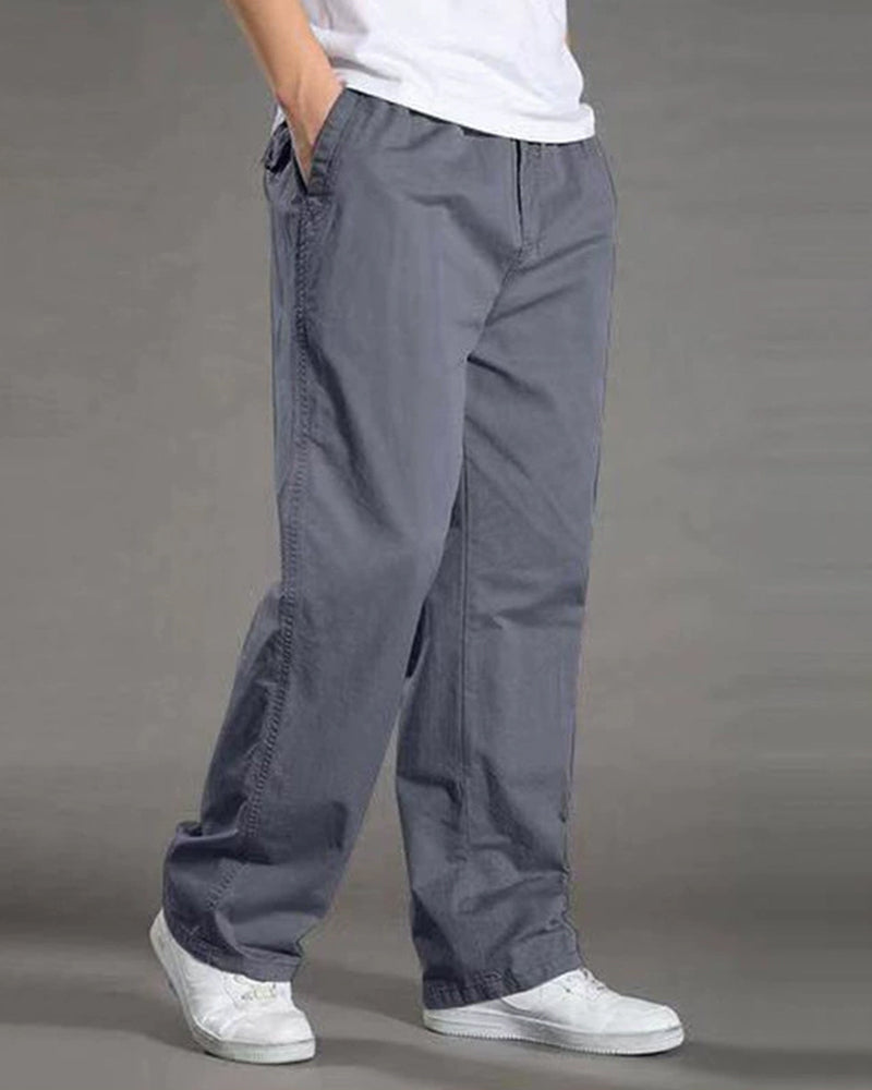 Big & Tall Men's Thin Cotton Straight Elastic Waist Overalls M-6XL