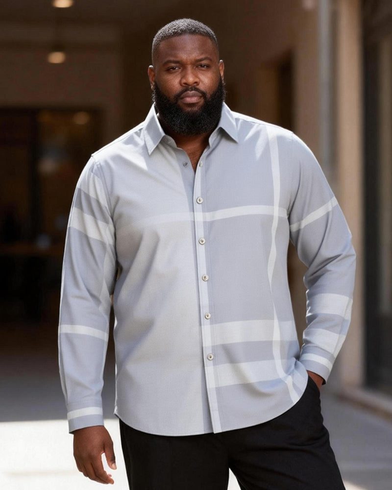 Big & Tall Men's Plaid Long Sleeve Printed Shirt