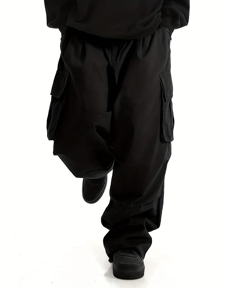 XL-8XL Plus Size Men's Solid Color Coil Trousers