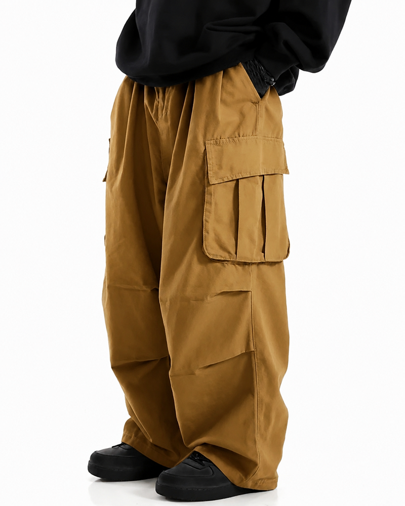 XL-8XL Plus Size Men's Solid Color Coil Trousers