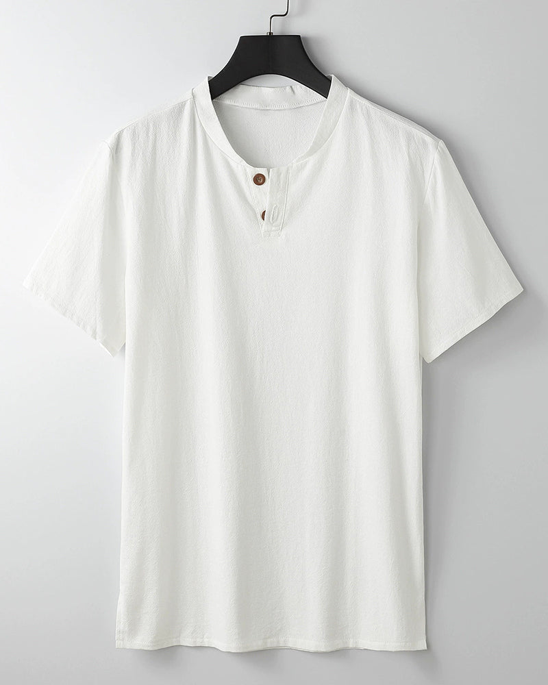 M-9XL Japanese Cotton And Linen Short-sleeved T-shirt With V-neck