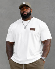 Big & Tall Men's Color Contrast Small Square Printed Crewneck Short Sleeve T-Shirt Shorts Set