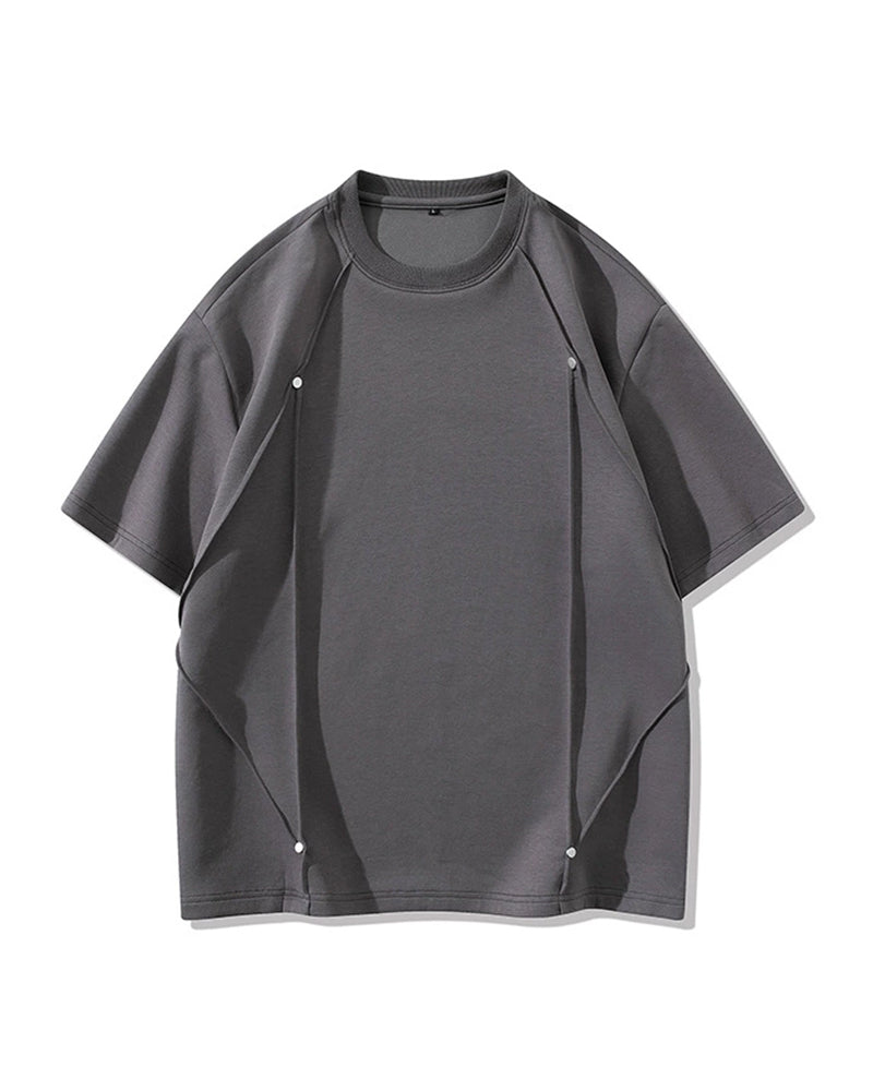 L-9XL Solid Color Heavy Cotton Round Neck Short-sleeved T-shirt