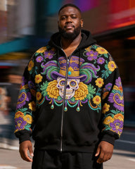 Big & Tall Men's Skull Floral-Print Zip Hoodie