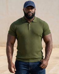 M-4XL Summer Sports Casual Stretch Vertical Stripe Short Sleeve POLO Shirt