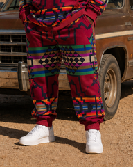 Big & Tall Men’s Ethnic-Style Geometric Print Half-Zip Hoodie Set
