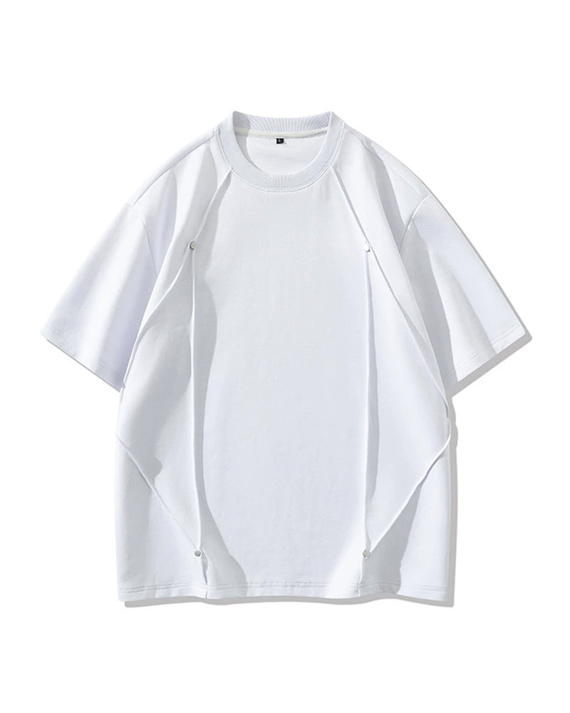 L-9XL Solid Color Heavy Cotton Round Neck Short-sleeved T-shirt
