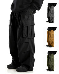 XL-8XL Plus Size Men's Solid Color Coil Trousers