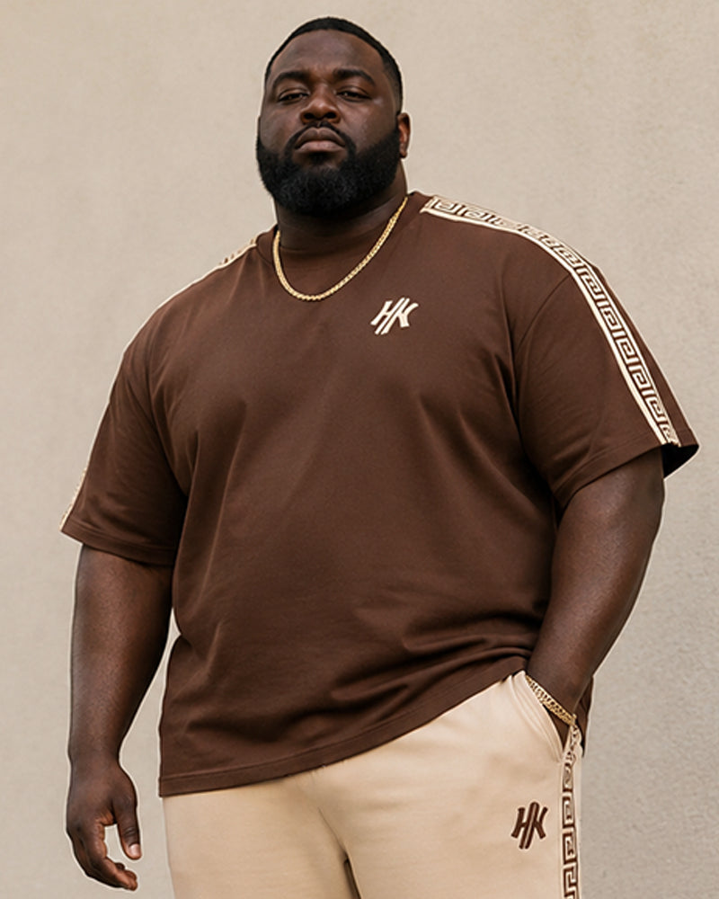 Big & Tall Men's Dark Brown Palette Printed T-Shirt Pants Set