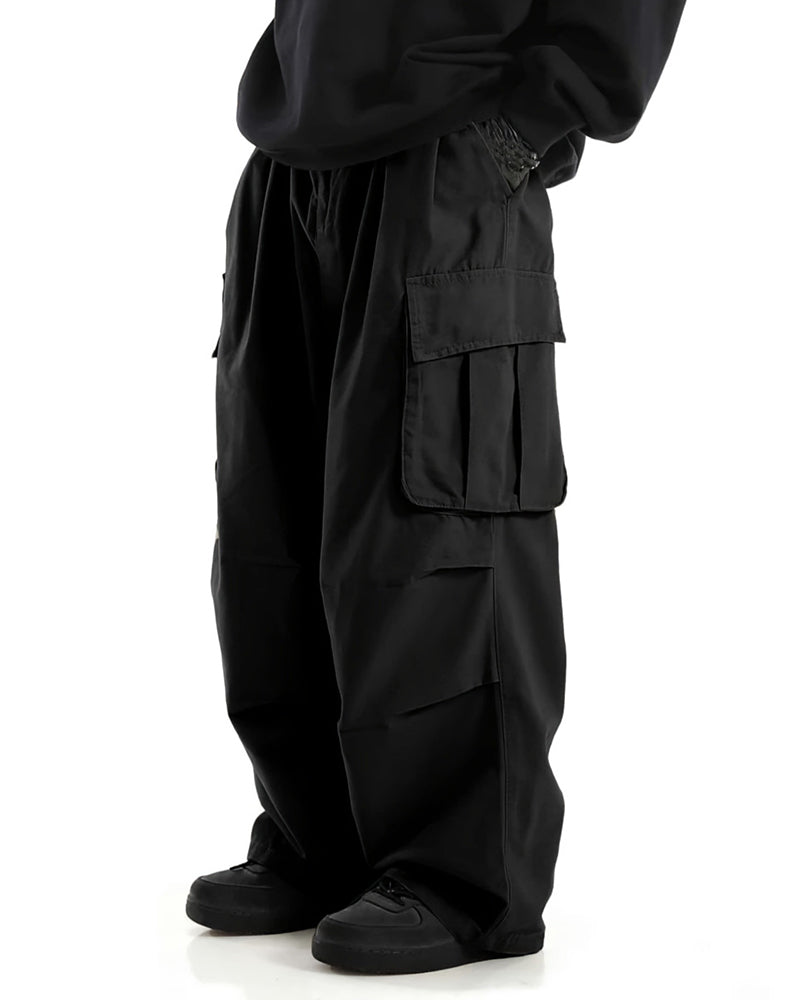 XL-8XL Plus Size Men's Solid Color Coil Trousers